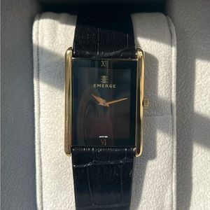 Mens leather watch genuine sapphire crystal